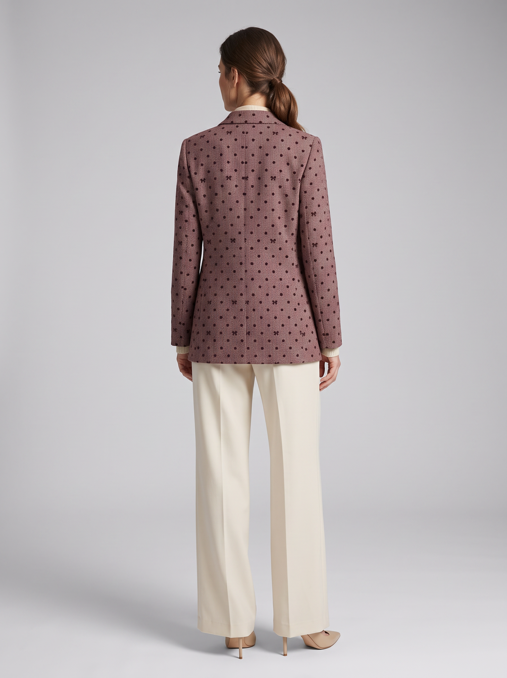 【Lady First】Blazer Vittoria Misto Lana fantasia pois e fiocchetti, oversize Made in Italy