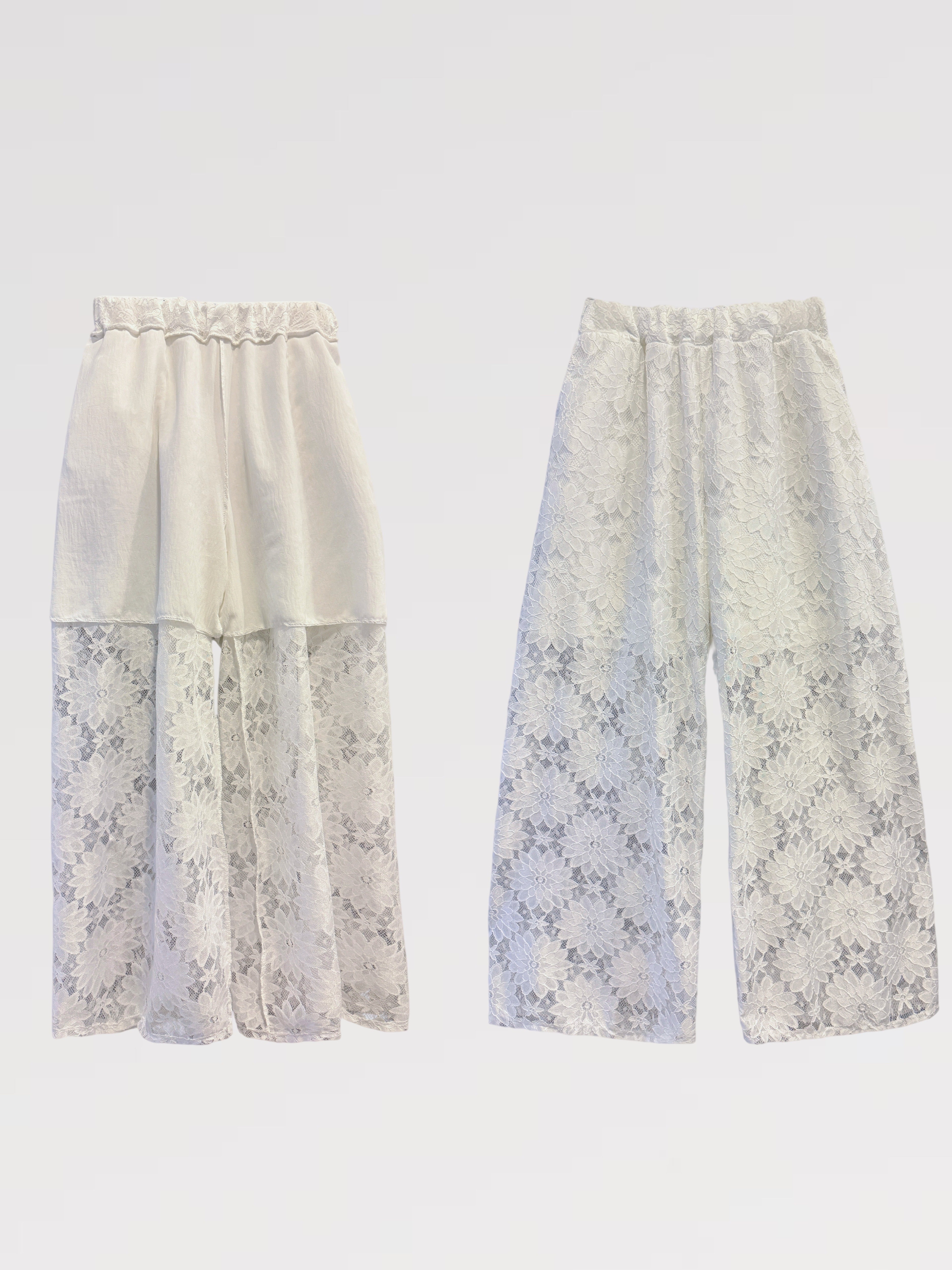 Completo Smanicato Pizzo – Top con Nodo & Pantalone Palazzo