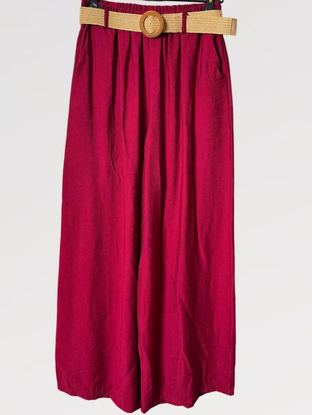 Pantalone Palazzo Fluido con Cintura Intrecciata - made in italy Viscosa 80% Nylon 20%