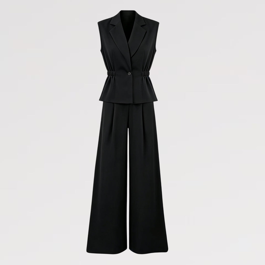 【Lady First】Completo SERENA 2 pezzi Gilet Sartoriale & Pantalone Palazzo - Made in Italy