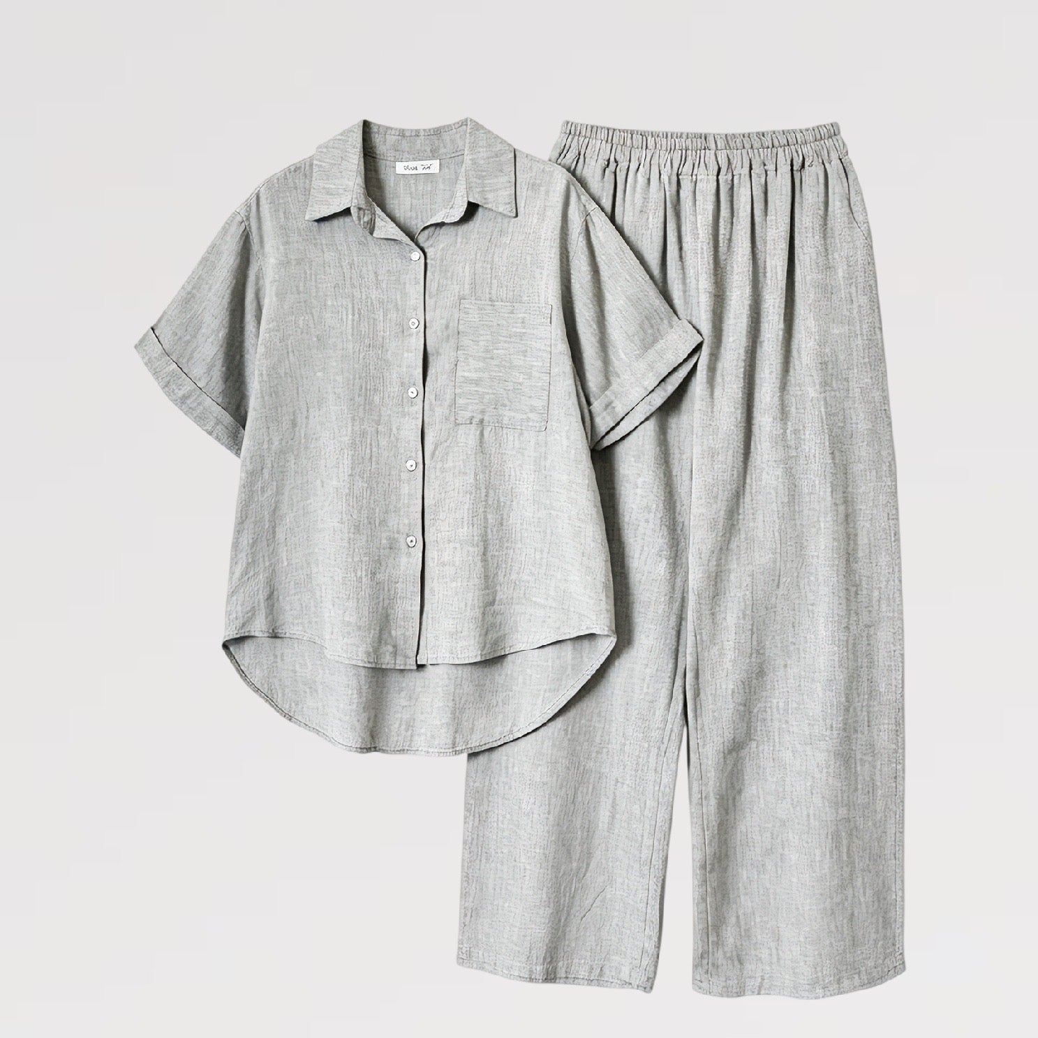 Completo Summer Vibes Lino&Cotone Taglia Unica Camicia Over Pantalone Ampio Comfort