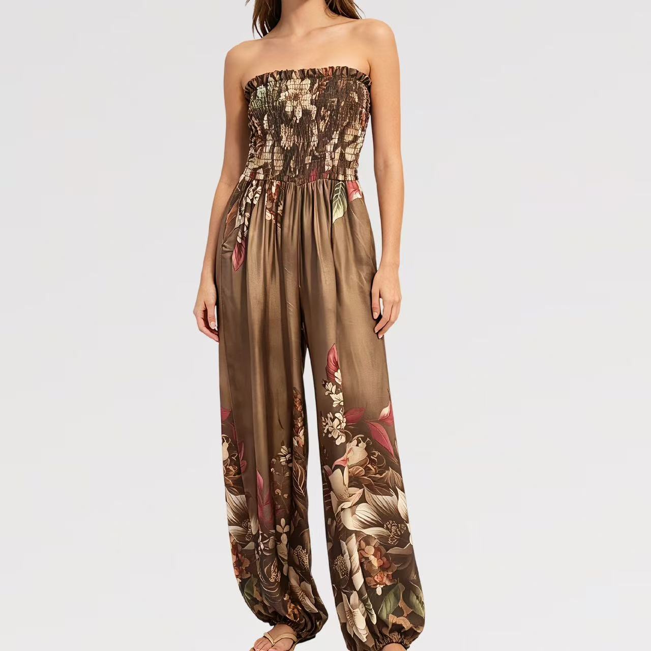 Overall Jumpsuit FLOWER aus Viskose – Made in Italy