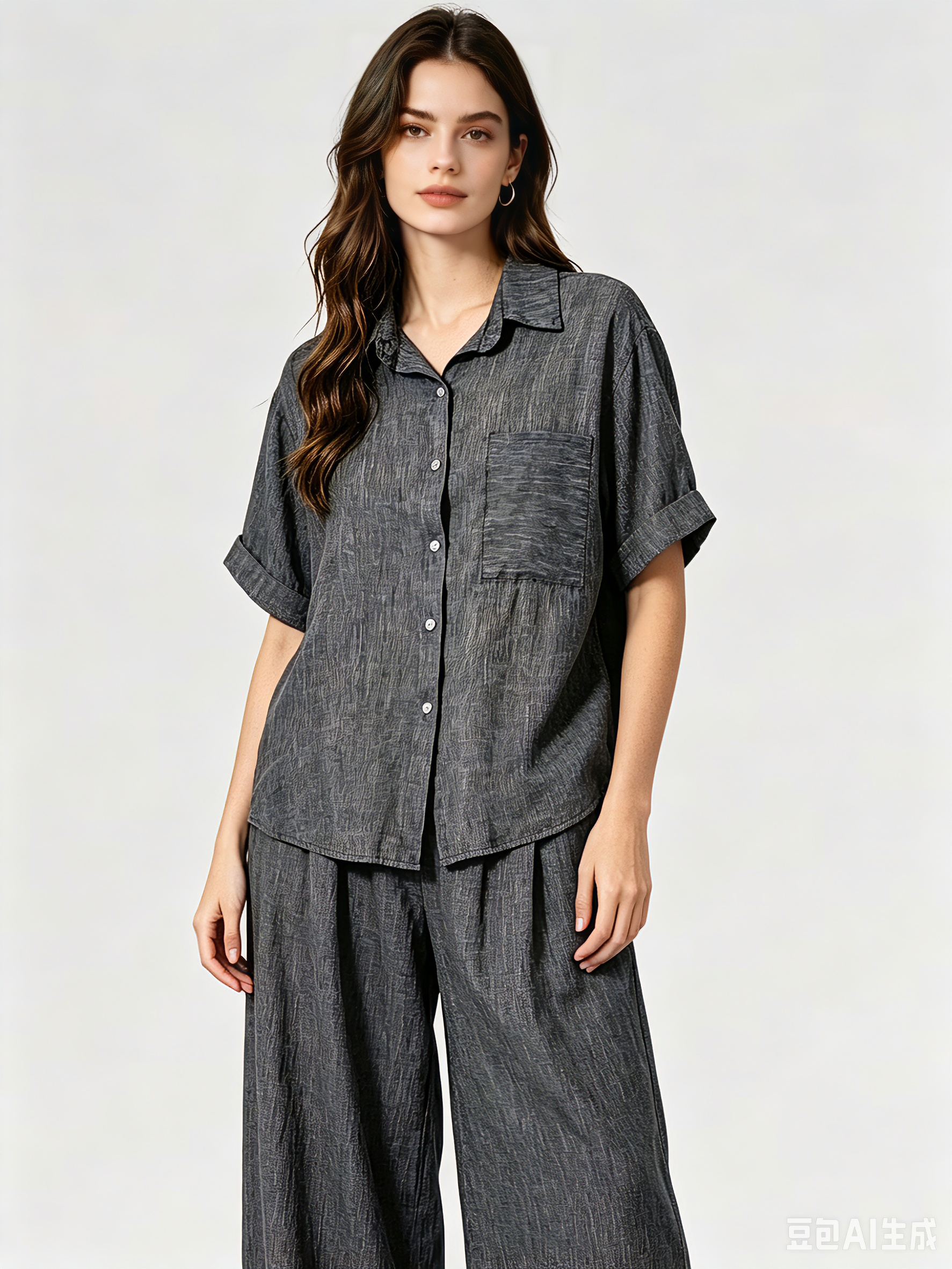 Completo Summer Vibes Lino&Cotone Taglia Unica Camicia Over Pantalone Ampio Comfort