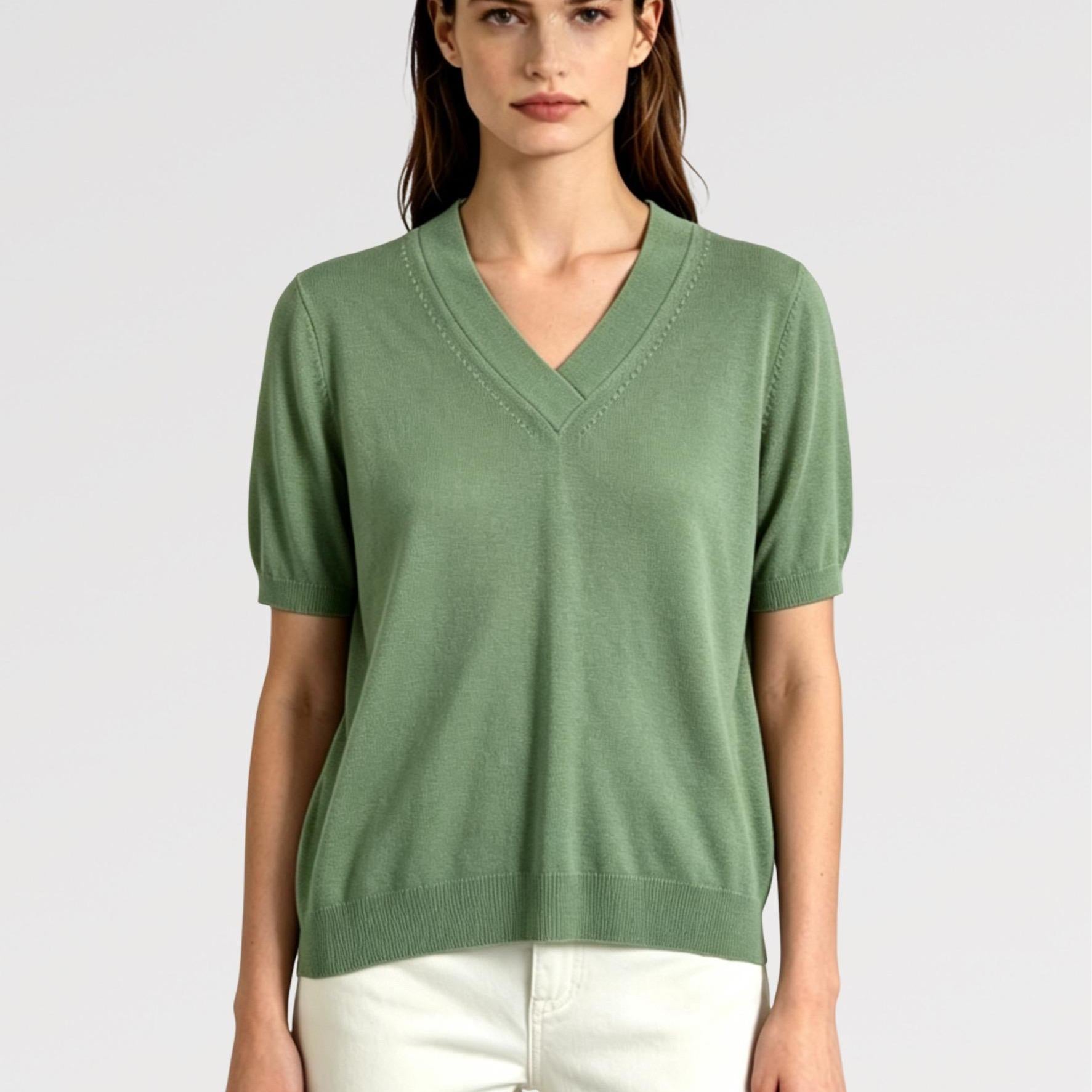 Maglia Viscosa Allegria Scollo a V Fresca - Made in italy