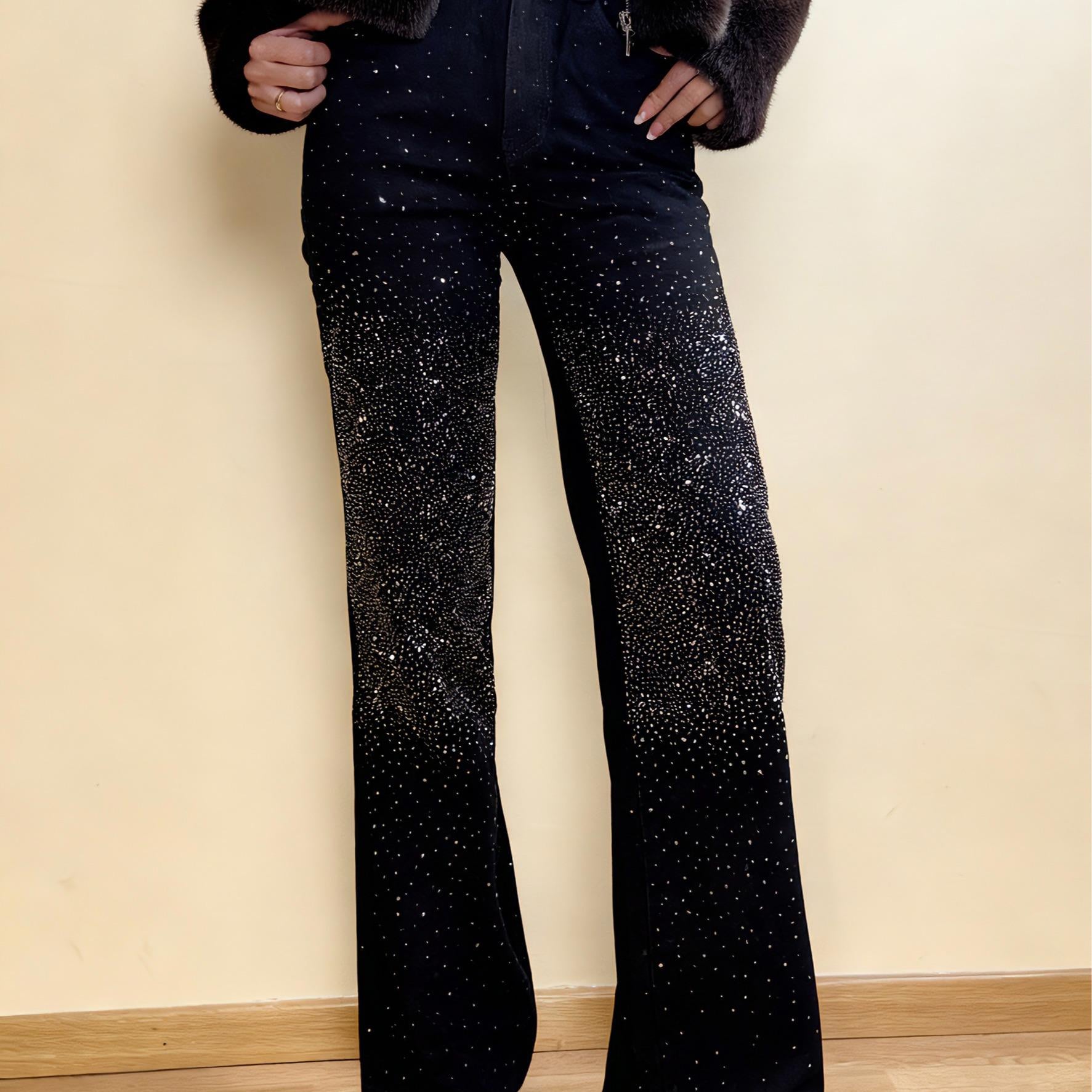 Jeans Nero con brillantini invernali FAVOLOSI per un look elegante e sofisticato