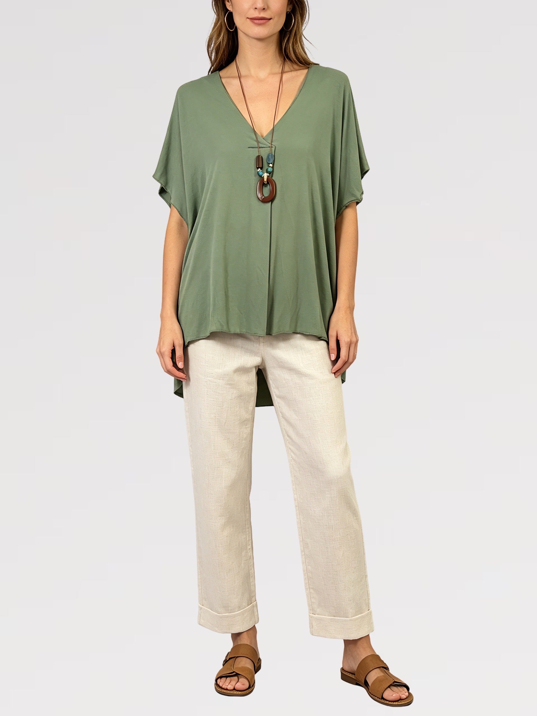 Blusa Soft Breeze con Collana - Viscosa - Made in Italy