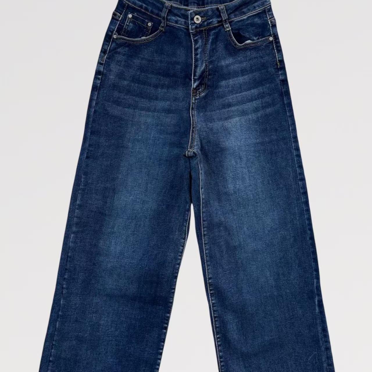 Jeans Wide Leg Elastic Cuff in Denim Elasticizzato con Fondo Risvoltato e Cinque Tasche per Vestibilità Naturale e Look Casual