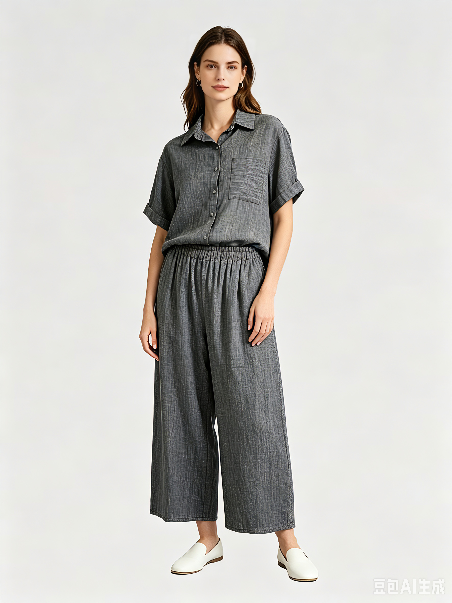 Completo Summer Vibes Lino&Cotone Taglia Unica Camicia Over Pantalone Ampio Comfort