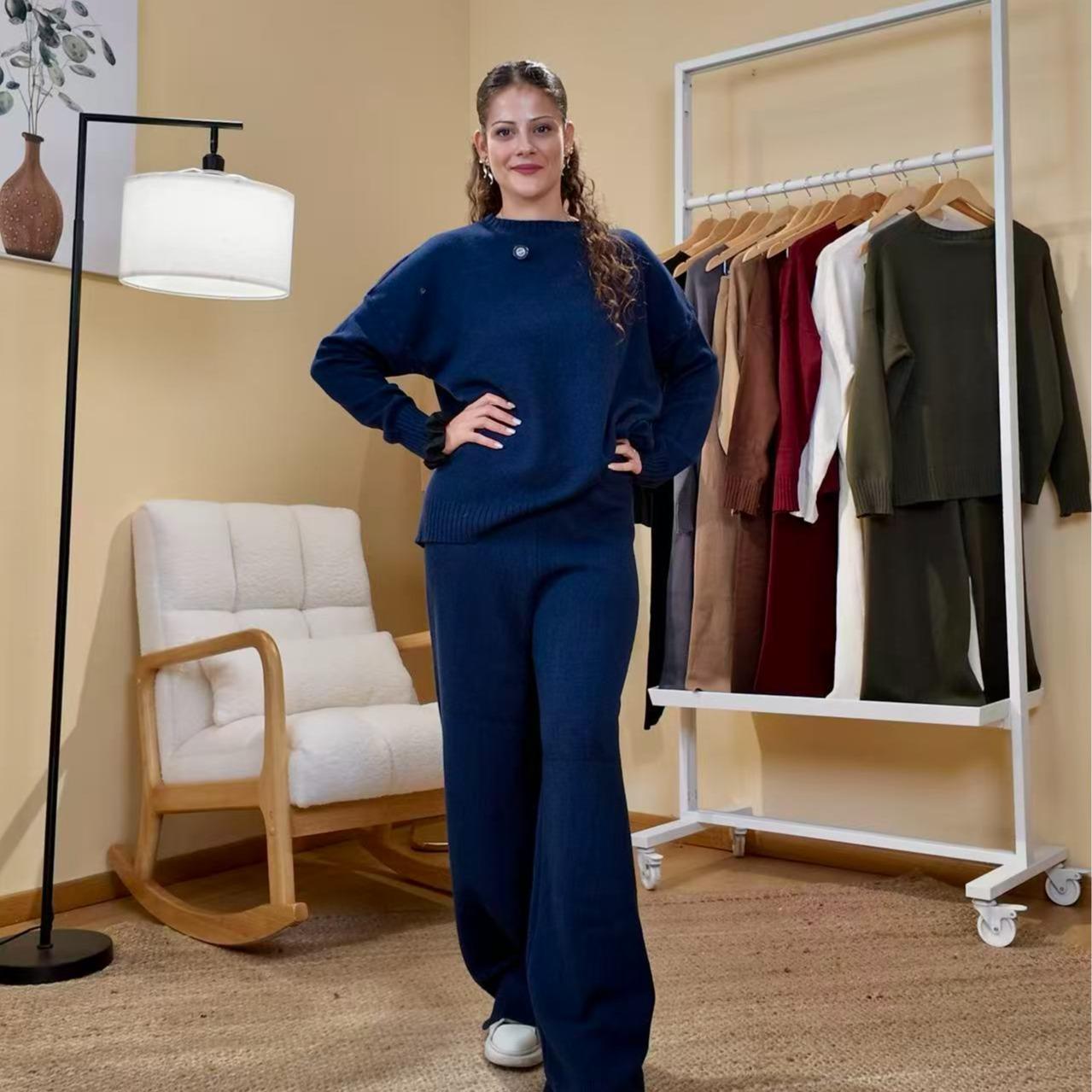 Completo Comfort Luxe in Maglieria - Made in Italy Set Lounge Casual Set Di Abbigliamento Coordinato