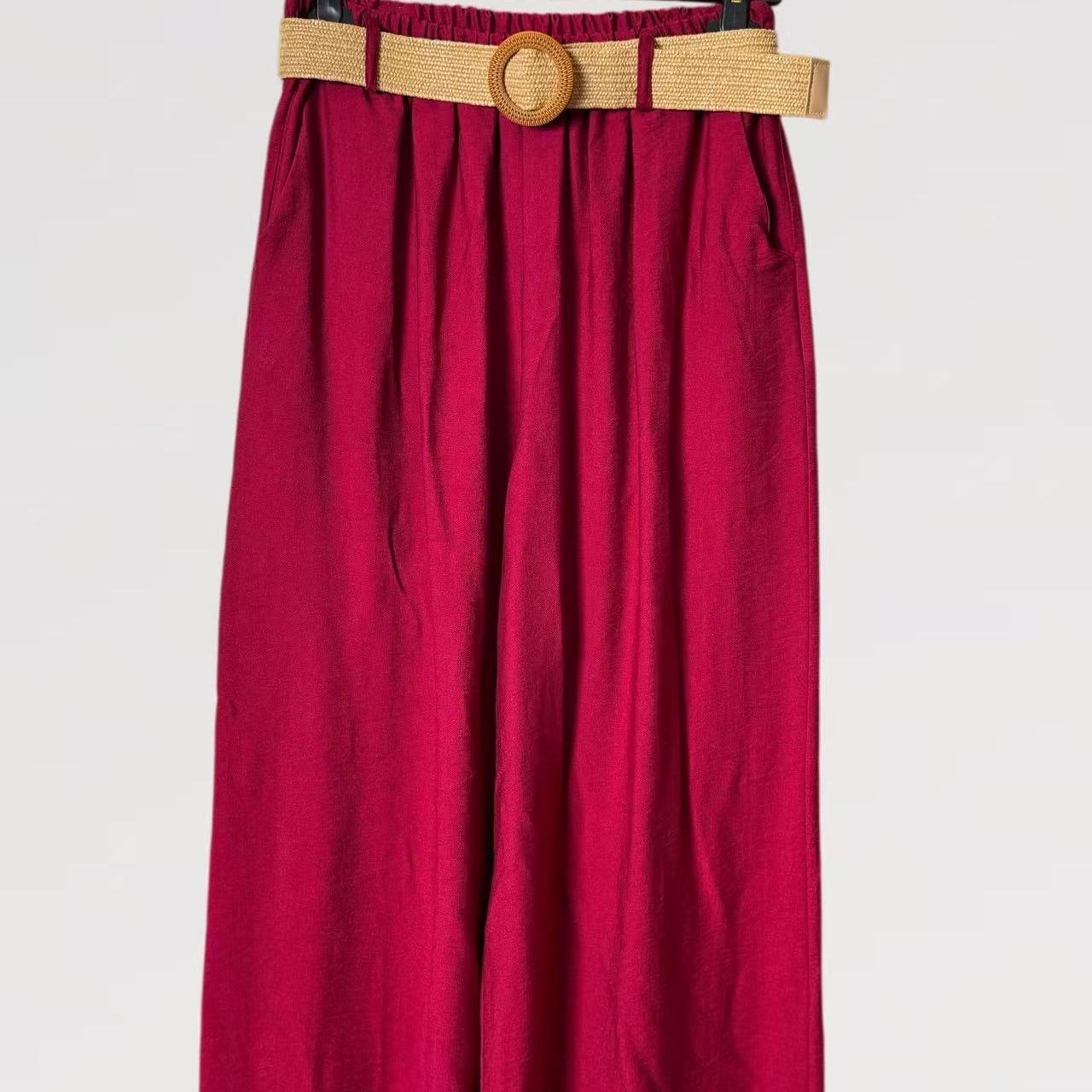 Pantalone Palazzo Fluido con Cintura Intrecciata - made in italy Viscosa 80% Nylon 20%
