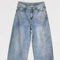 Jeans Wide Leg Elastic Cuff in Denim Elasticizzato con Fondo Risvoltato e Cinque Tasche per Vestibilità Naturale e Look Casual