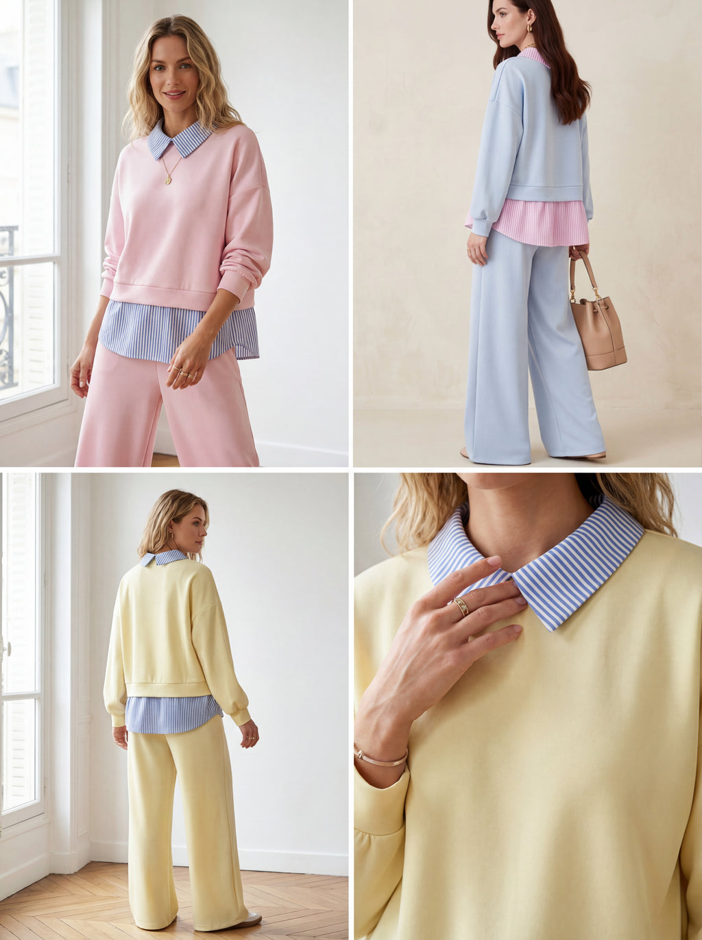Completo Urban Chic Colletto a Contrasto - Made in Italy