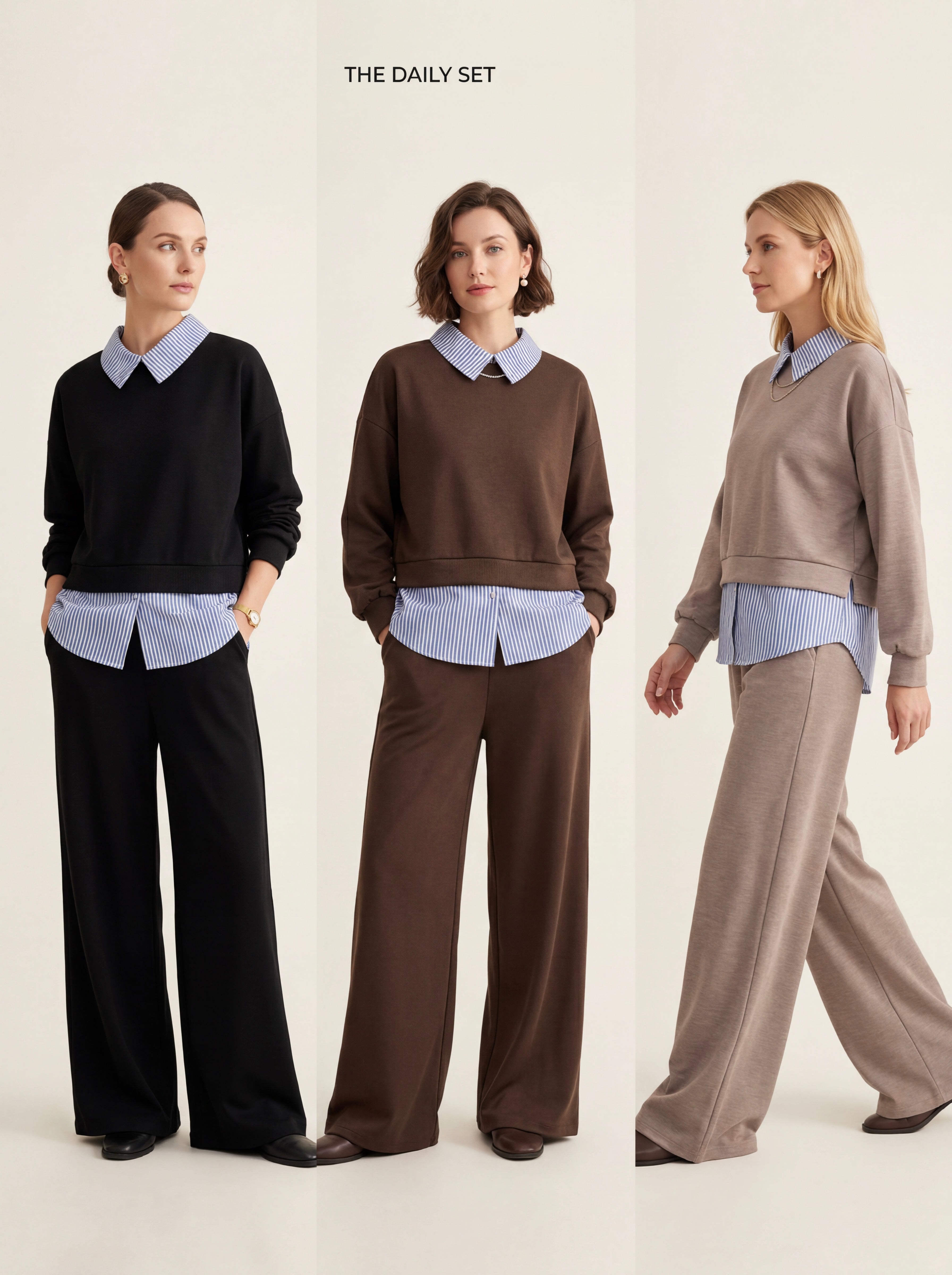 Completo Urban Chic Colletto a Contrasto - Made in Italy