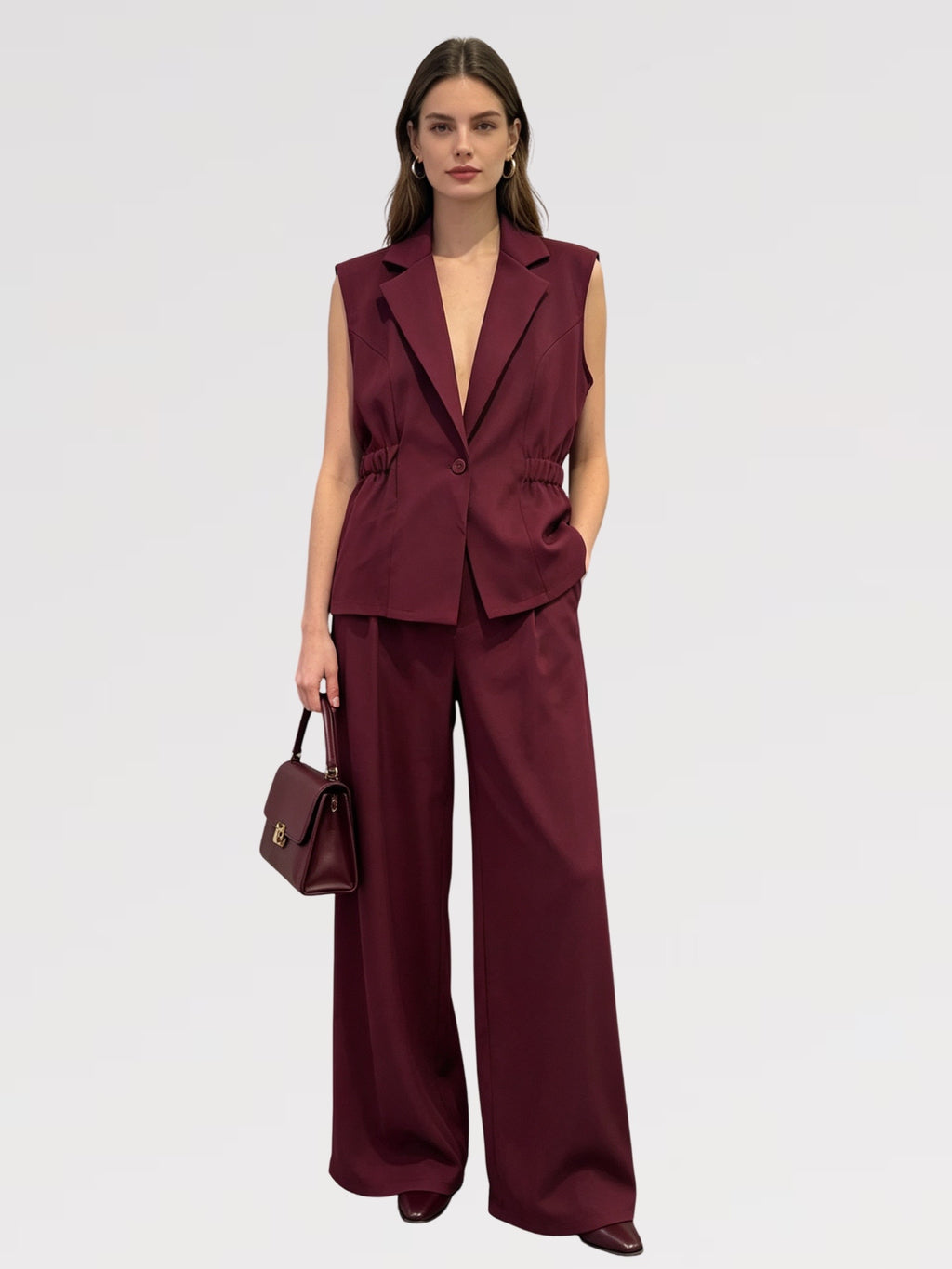 【Lady First】Completo SERENA 2 pezzi Gilet Sartoriale & Pantalone Palazzo - Made in Italy