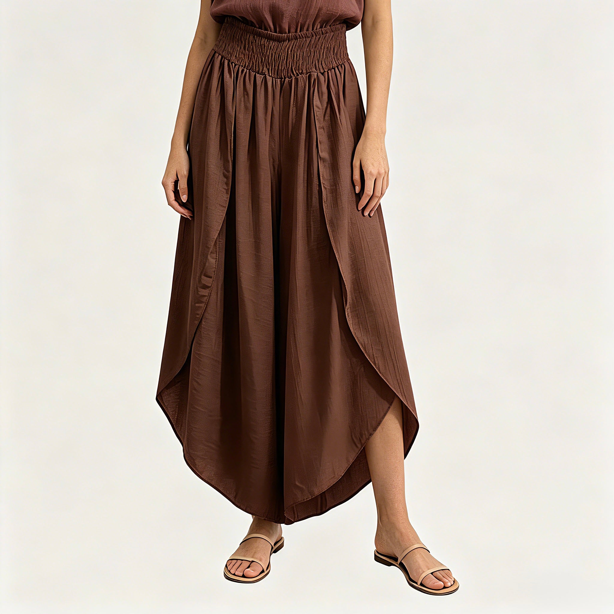 【Lady First】Pantalone GIOIA doppio strato effetto gonna, disponibile versione tinta unita e pois-Made in Italy