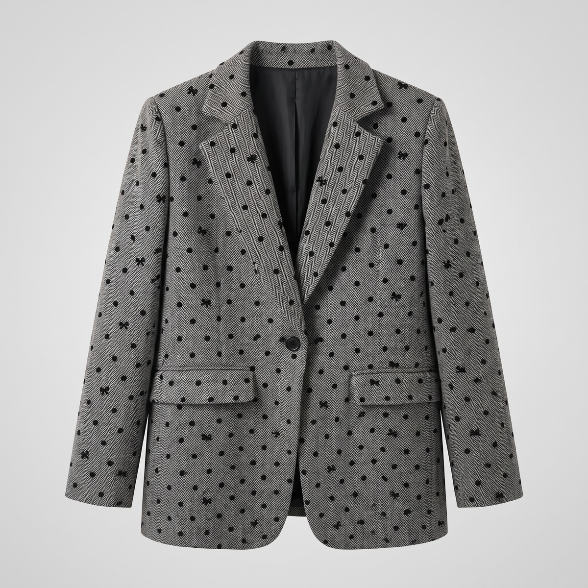 【Lady First】Blazer Vittoria Misto Lana fantasia pois e fiocchetti, oversize Made in Italy
