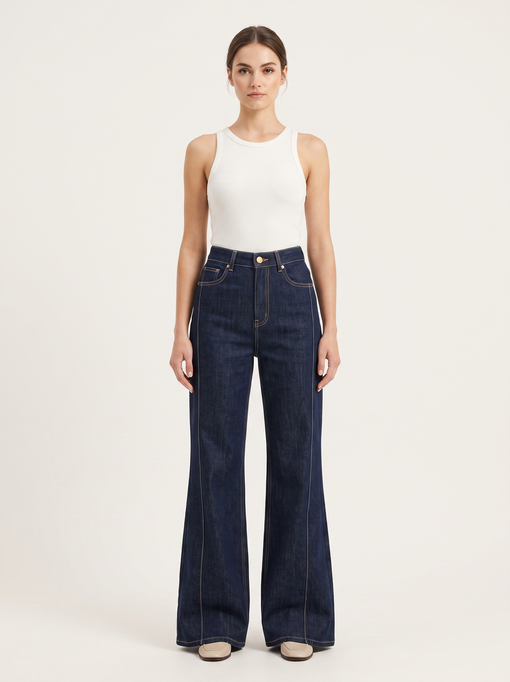 【Lady First】Jeans Angela a zampa vita alta