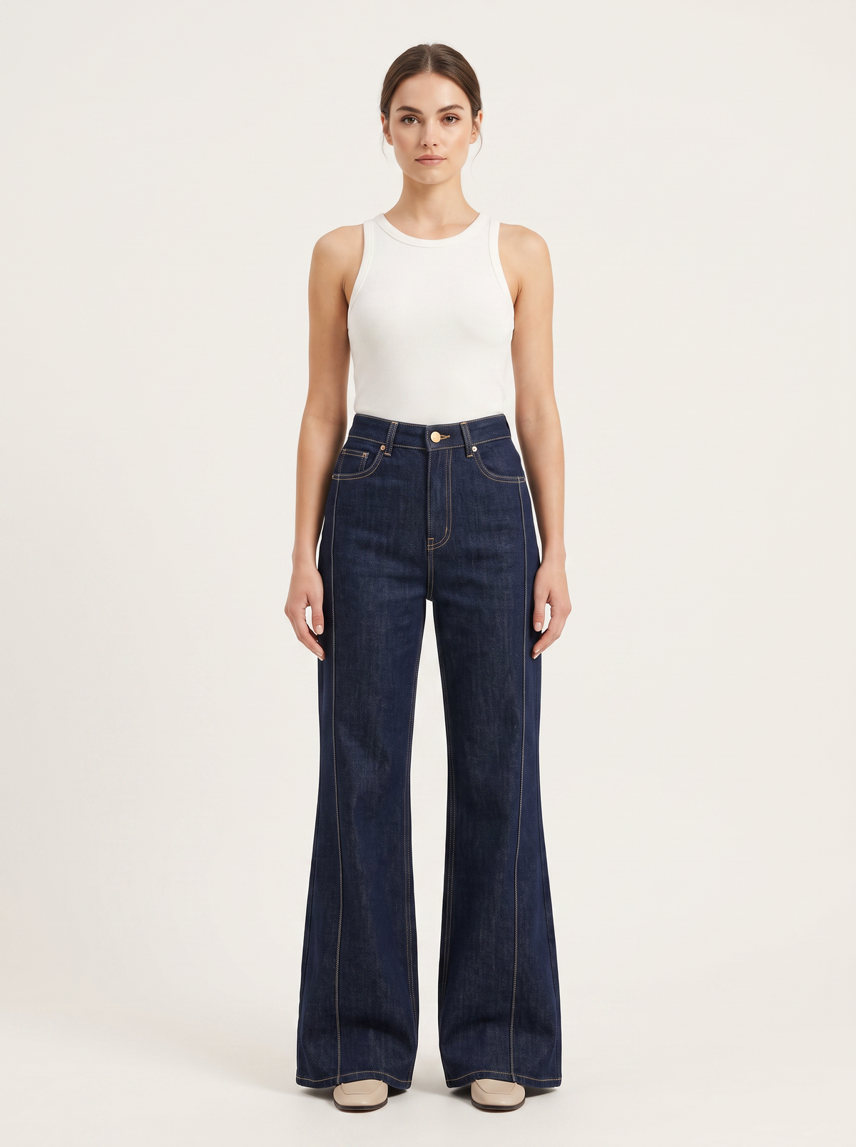 【Lady First】Jeans Angela a zampa vita alta