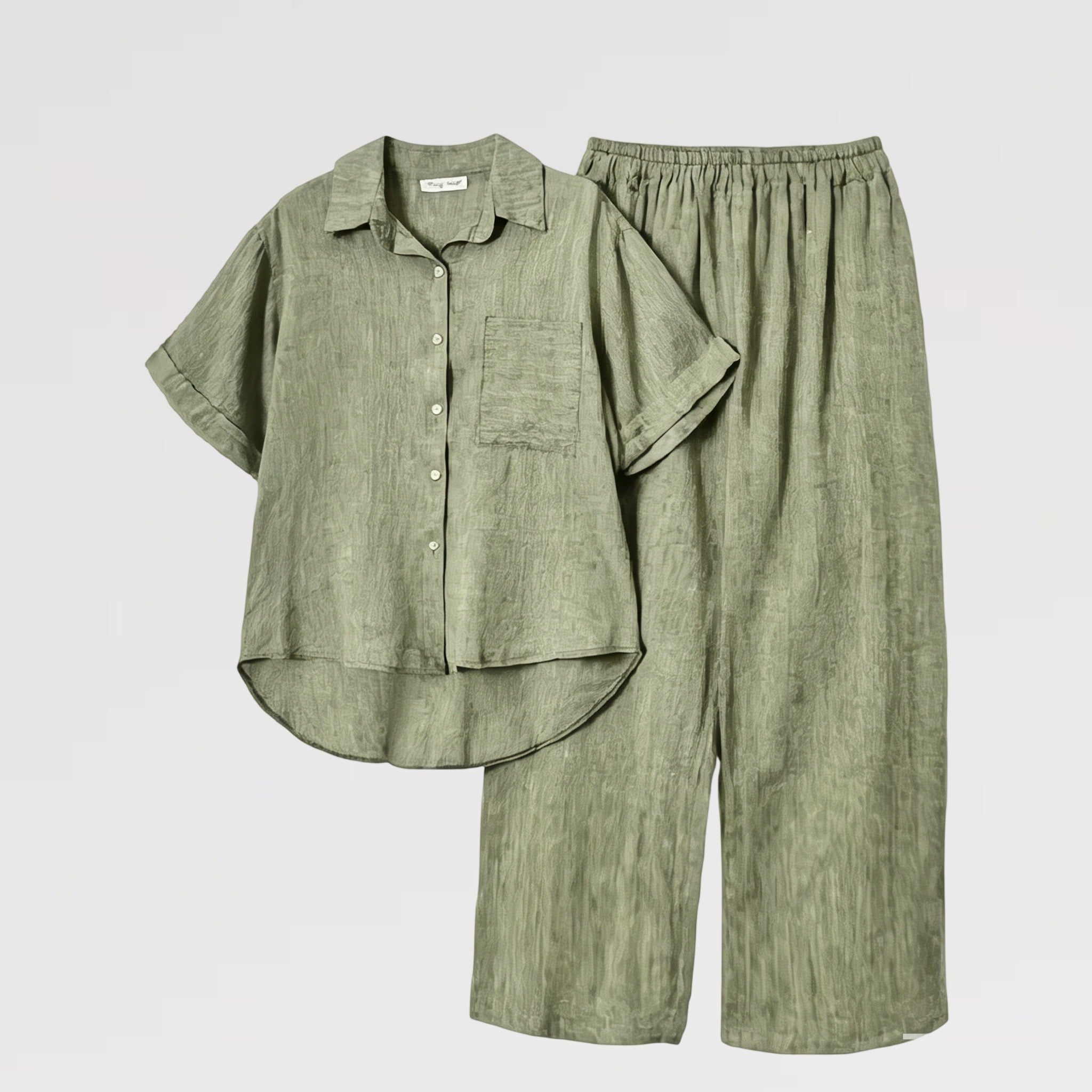 【Lady First】Completo ELENA Summer Vibes Lino&Cotone Taglia Unica Camicia Over Pantalone Ampio Comfort