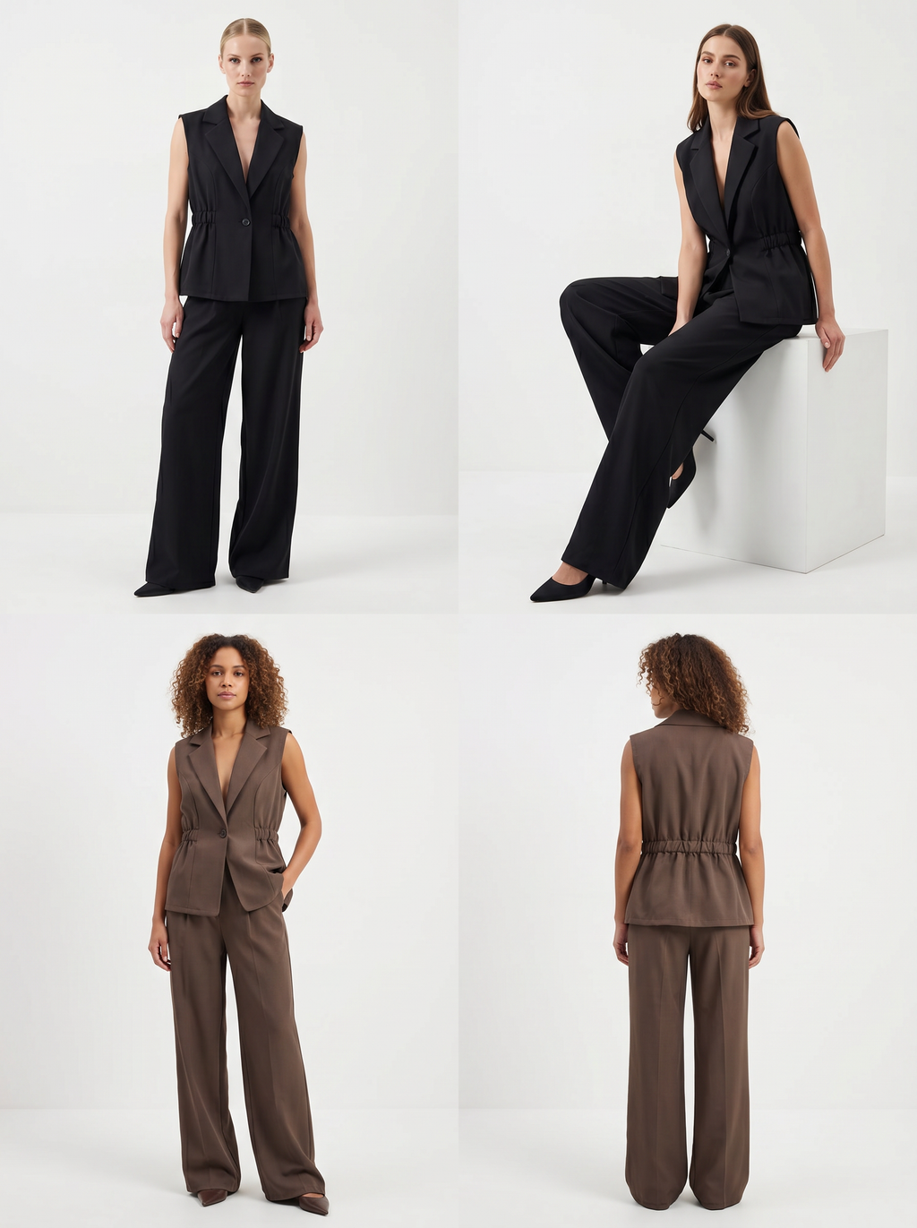 【Lady First】Completo SERENA 2 pezzi Gilet Sartoriale & Pantalone Palazzo - Made in Italy