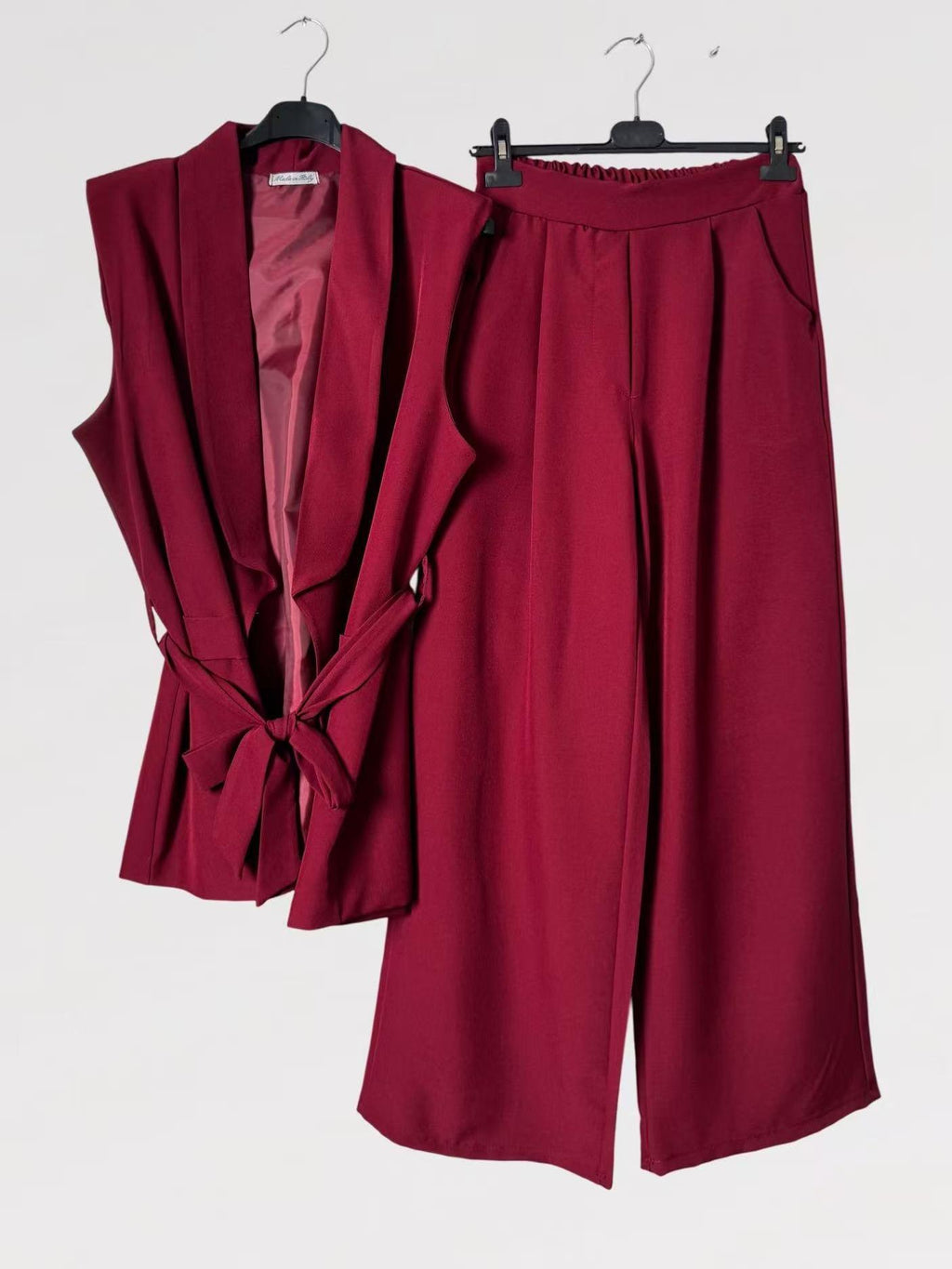 Completo Tailleur Gilet Lungo con cintura in vita - Made in Italy