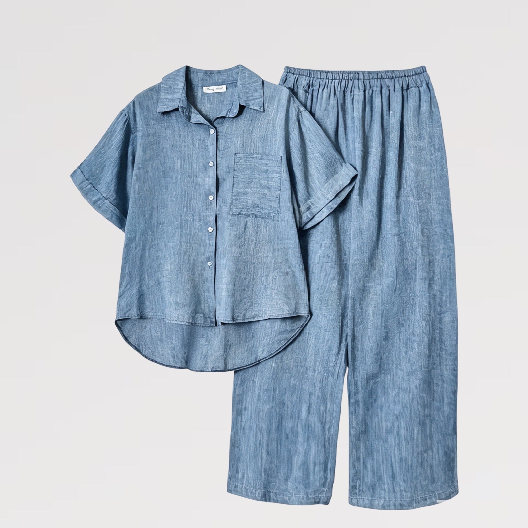 【Lady First】Completo ELENA Summer Vibes Lino&Cotone Taglia Unica Camicia Over Pantalone Ampio Comfort