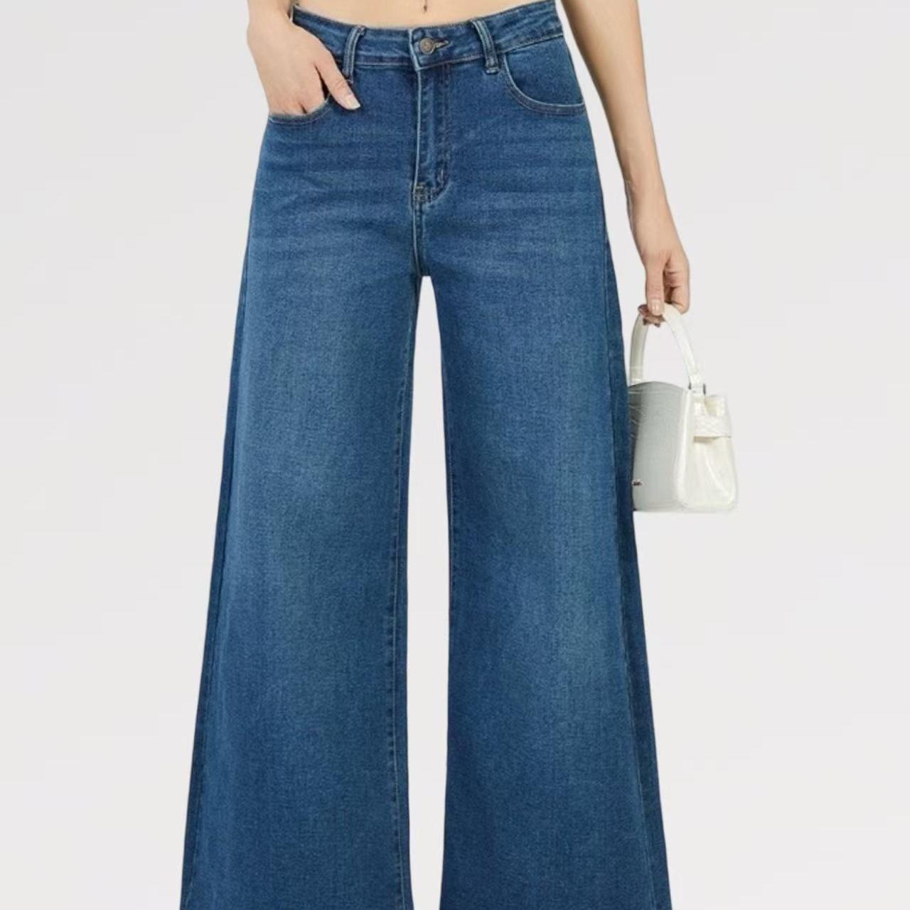 Jeans Palazzo ELSA  Elasticizzati a Vita Alta Nero & Blu Design Moderno e Femminile Gamba Ampia Denim Comfortevole e Modellante con Chiusura Bottone e Zip