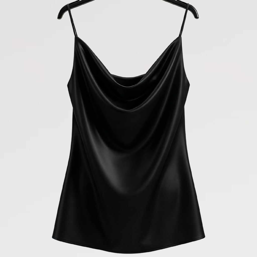 【Lady First】Canotta FLAVIA  a collo cadente, tessuto opaco, - Made in Italy