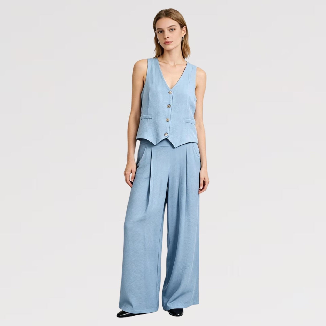 【Lady First】Completo Gilet & Pantalone in Viscosa – Coordinato set 2 pezzi - Made in Italy