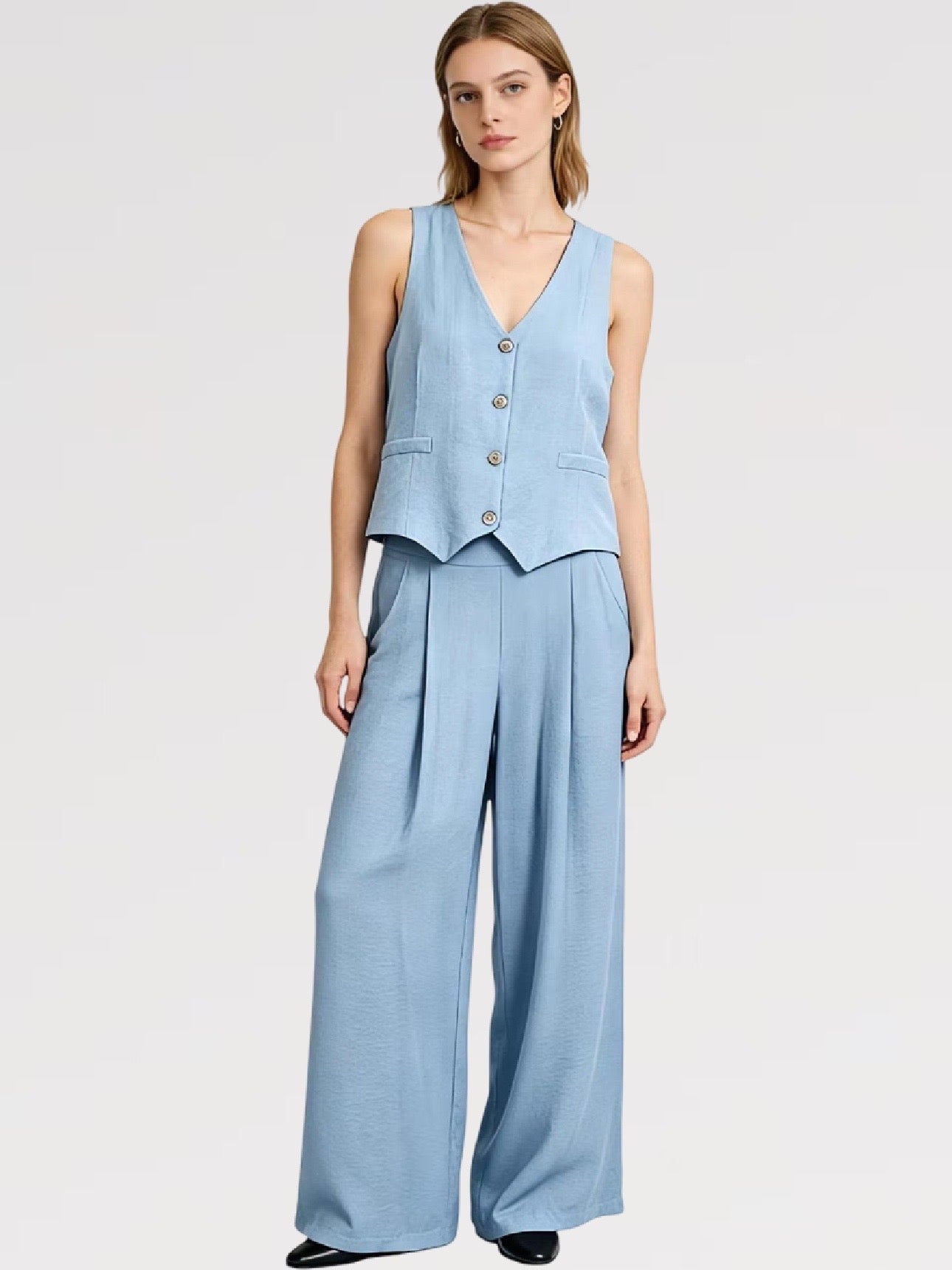 【Lady First】Completo Gilet & Pantalone in Viscosa – Coordinato set 2 pezzi - Made in Italy
