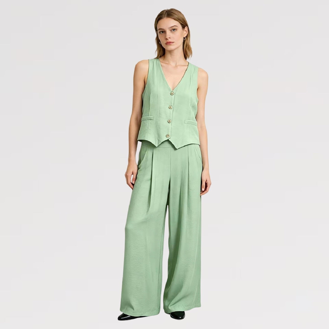 【Lady First】Completo Gilet & Pantalone in Viscosa – Coordinato set 2 pezzi - Made in Italy