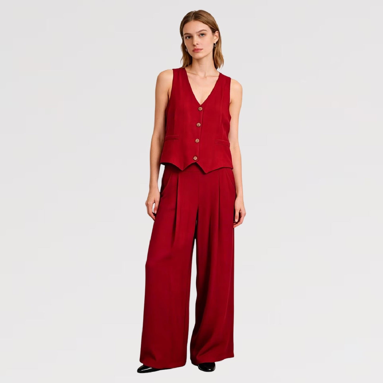 【Lady First】Completo Gilet & Pantalone in Viscosa – Coordinato set 2 pezzi - Made in Italy
