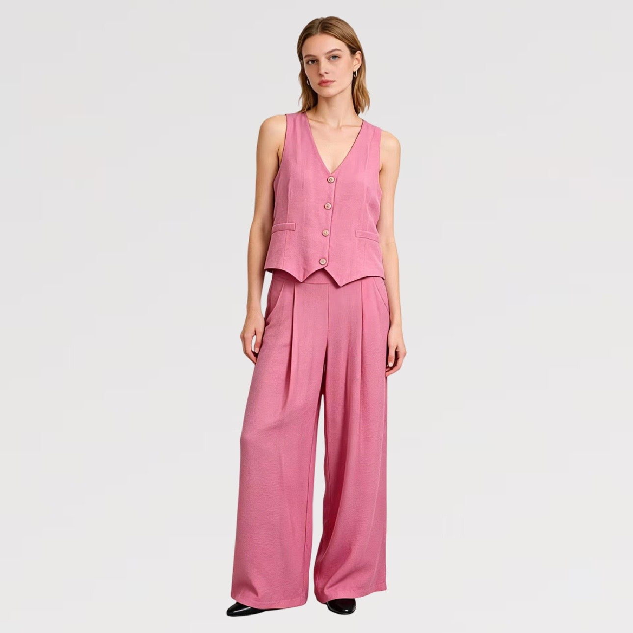 【Lady First】Completo Gilet & Pantalone in Viscosa – Coordinato set 2 pezzi - Made in Italy