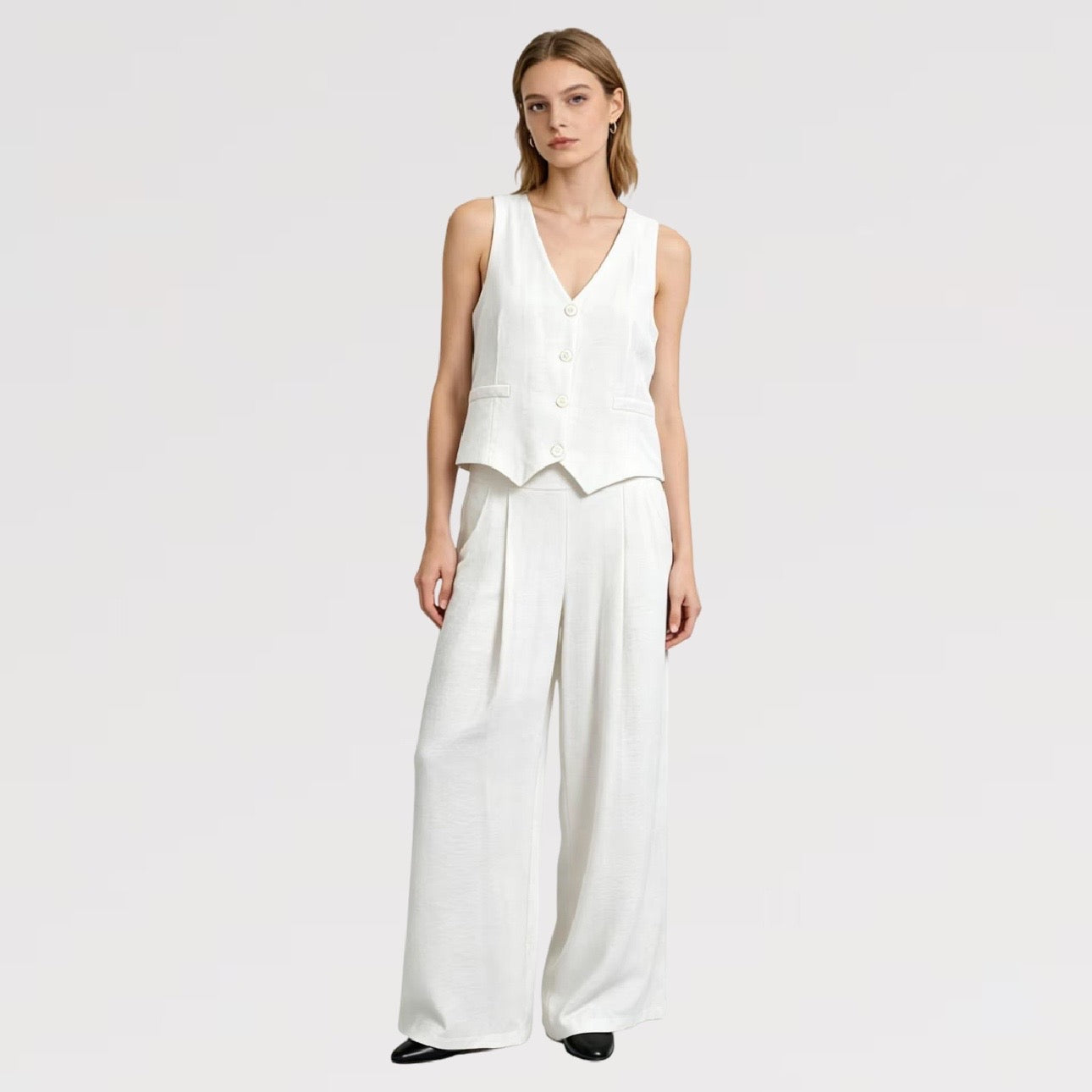 【Lady First】Completo Gilet & Pantalone in Viscosa – Coordinato set 2 pezzi - Made in Italy