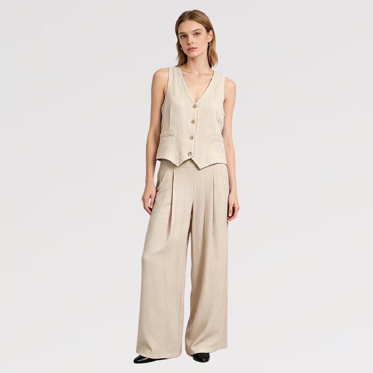 【Lady First】Completo Gilet & Pantalone in Viscosa – Coordinato set 2 pezzi - Made in Italy