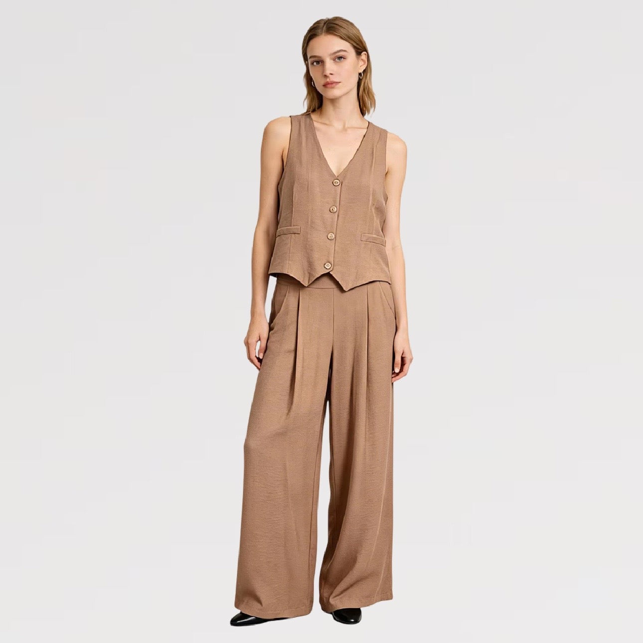 【Lady First】Completo Gilet & Pantalone in Viscosa – Coordinato set 2 pezzi - Made in Italy