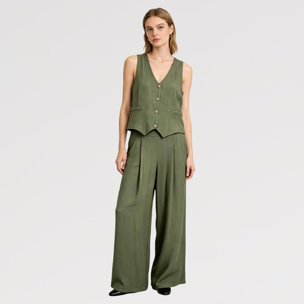 【Lady First】Completo Gilet & Pantalone in Viscosa – Coordinato set 2 pezzi - Made in Italy
