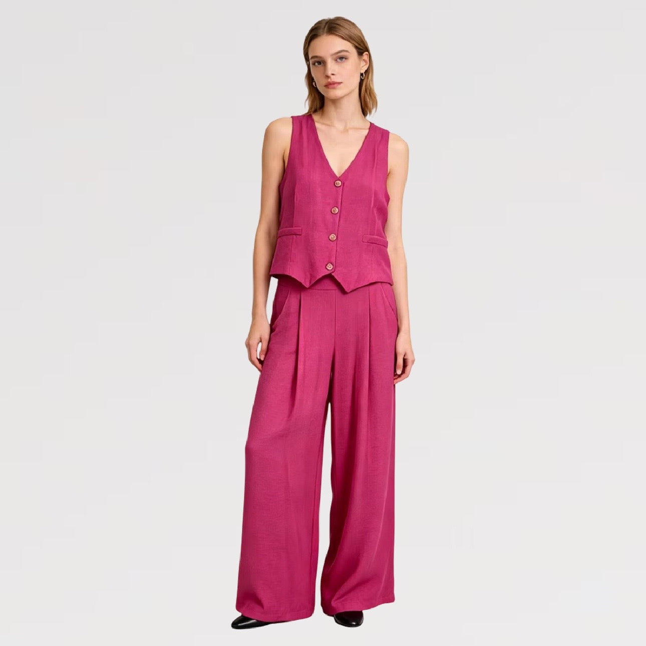 【Lady First】Completo Gilet & Pantalone in Viscosa – Coordinato set 2 pezzi - Made in Italy