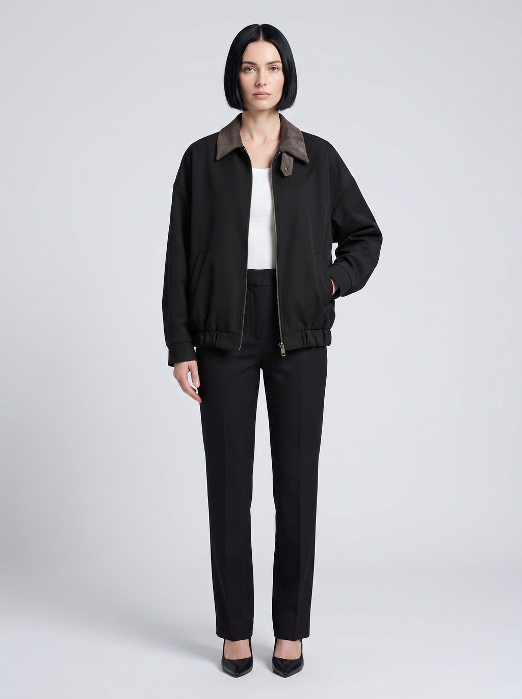 【Lady First】Giacca bomber Luana collo contrasto in velluto a coste – Made in Italy