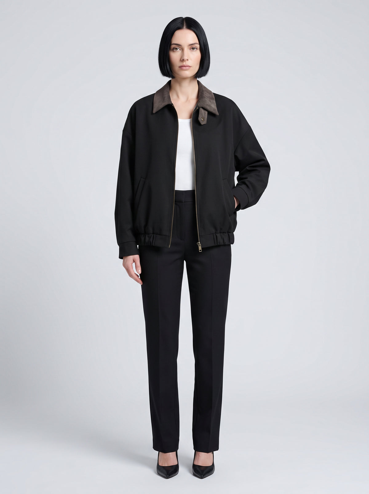 【Lady First】Giacca bomber Luana collo contrasto in velluto a coste – Made in Italy