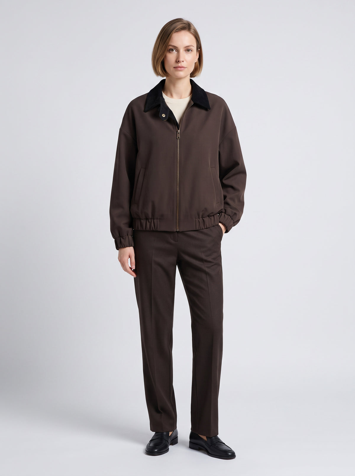 【Lady First】Giacca bomber Luana collo contrasto in velluto a coste – Made in Italy