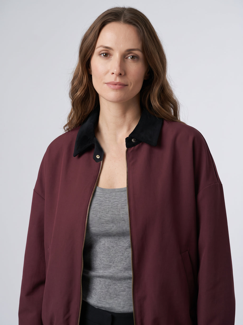 【Lady First】Giacca bomber Luana collo contrasto in velluto a coste – Made in Italy