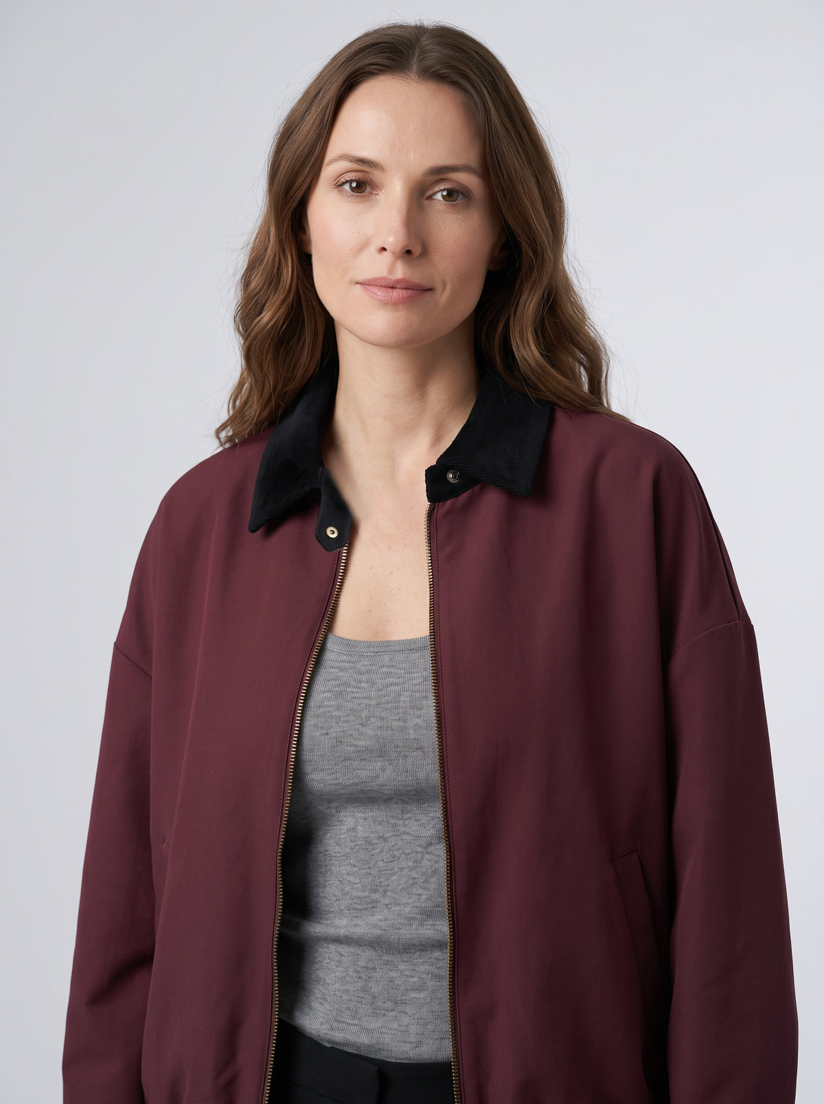 【Lady First】Giacca bomber Luana collo contrasto in velluto a coste – Made in Italy
