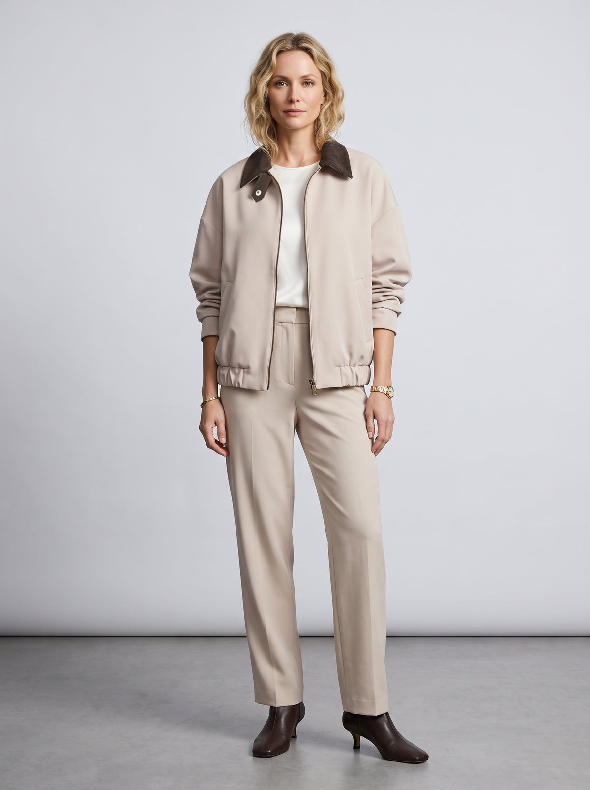 【Lady First】Giacca bomber Luana collo contrasto in velluto a coste – Made in Italy