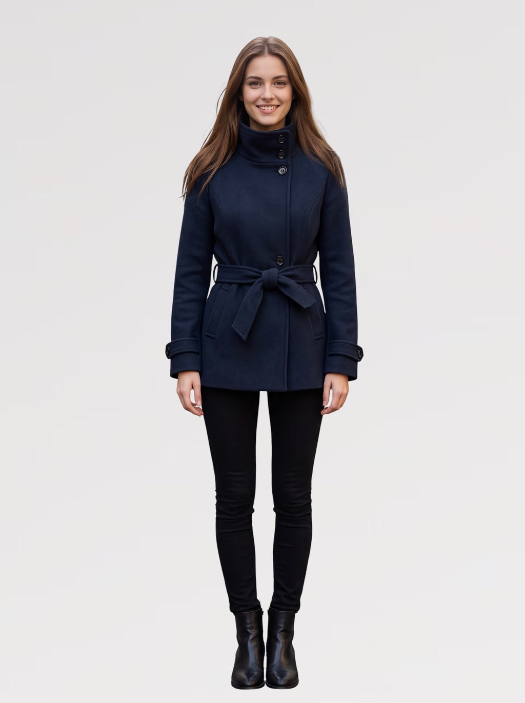 【Lady First】Cappotto corto CHIARA  collo alto con cintura ✨ Autunno Inverno