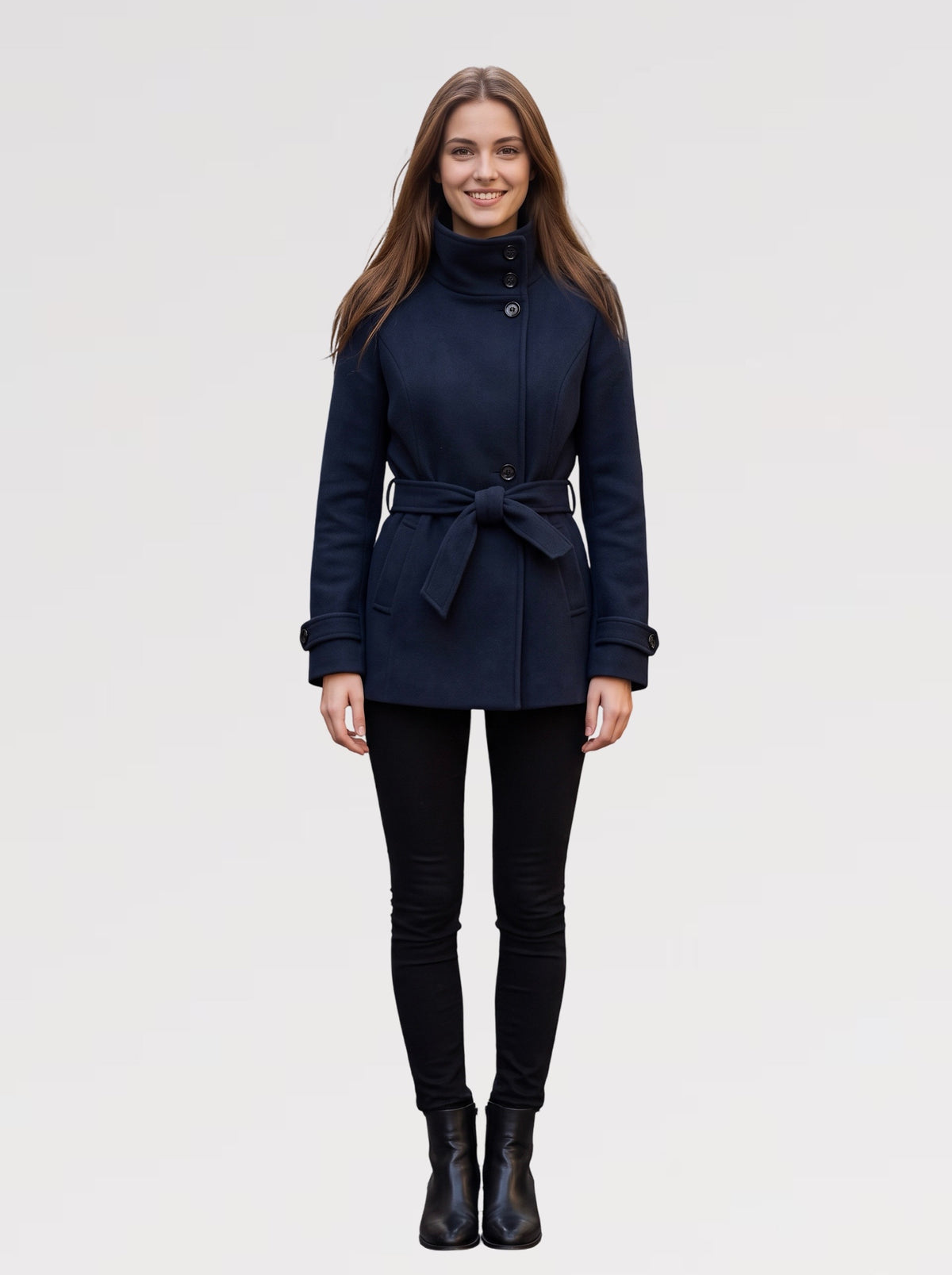 【Lady First】Cappotto corto CHIARA  collo alto con cintura ✨ Autunno Inverno