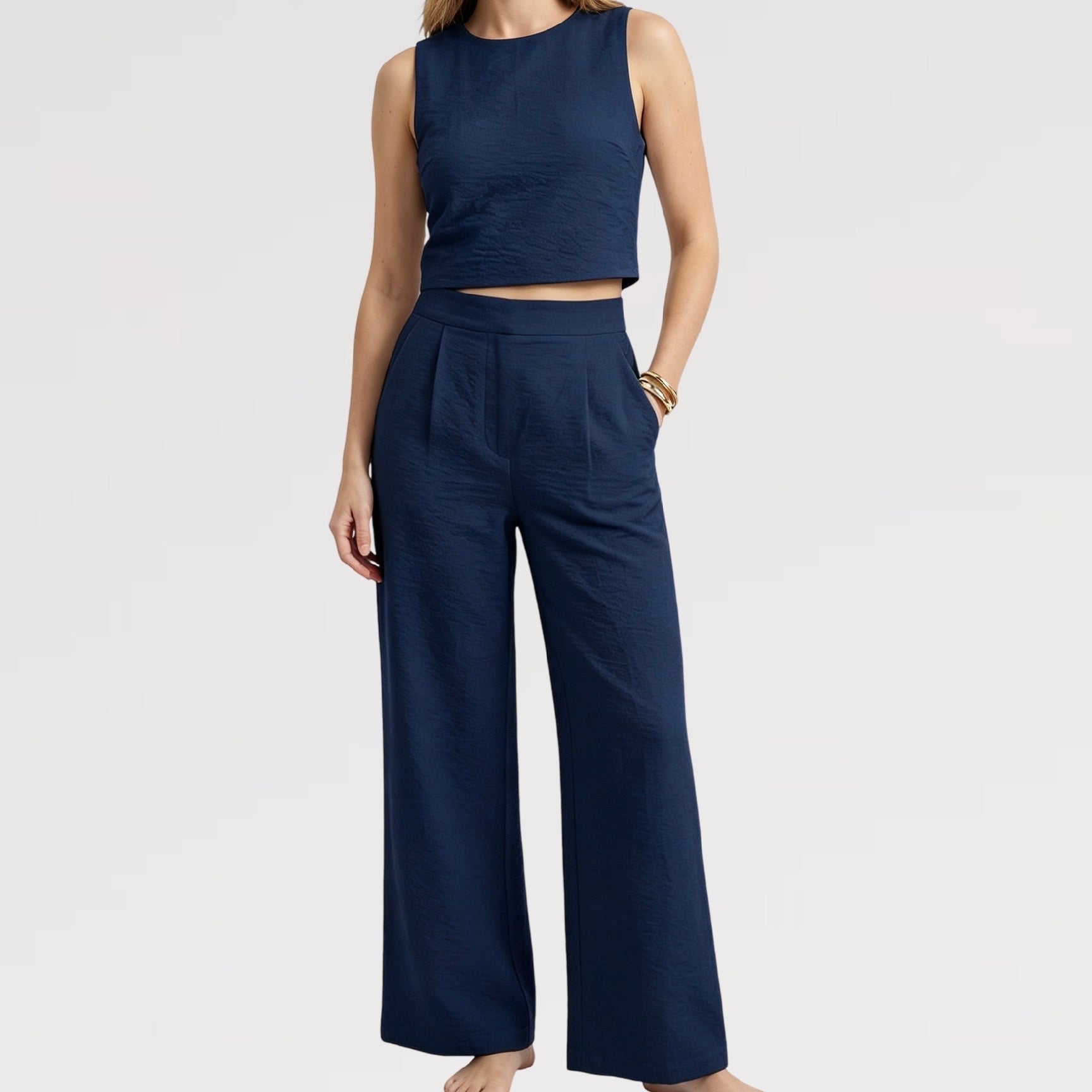 【Lady First】Completo Top e Pantalone in Viscosa – Coordinato set 2 pezzi - Made in Italy