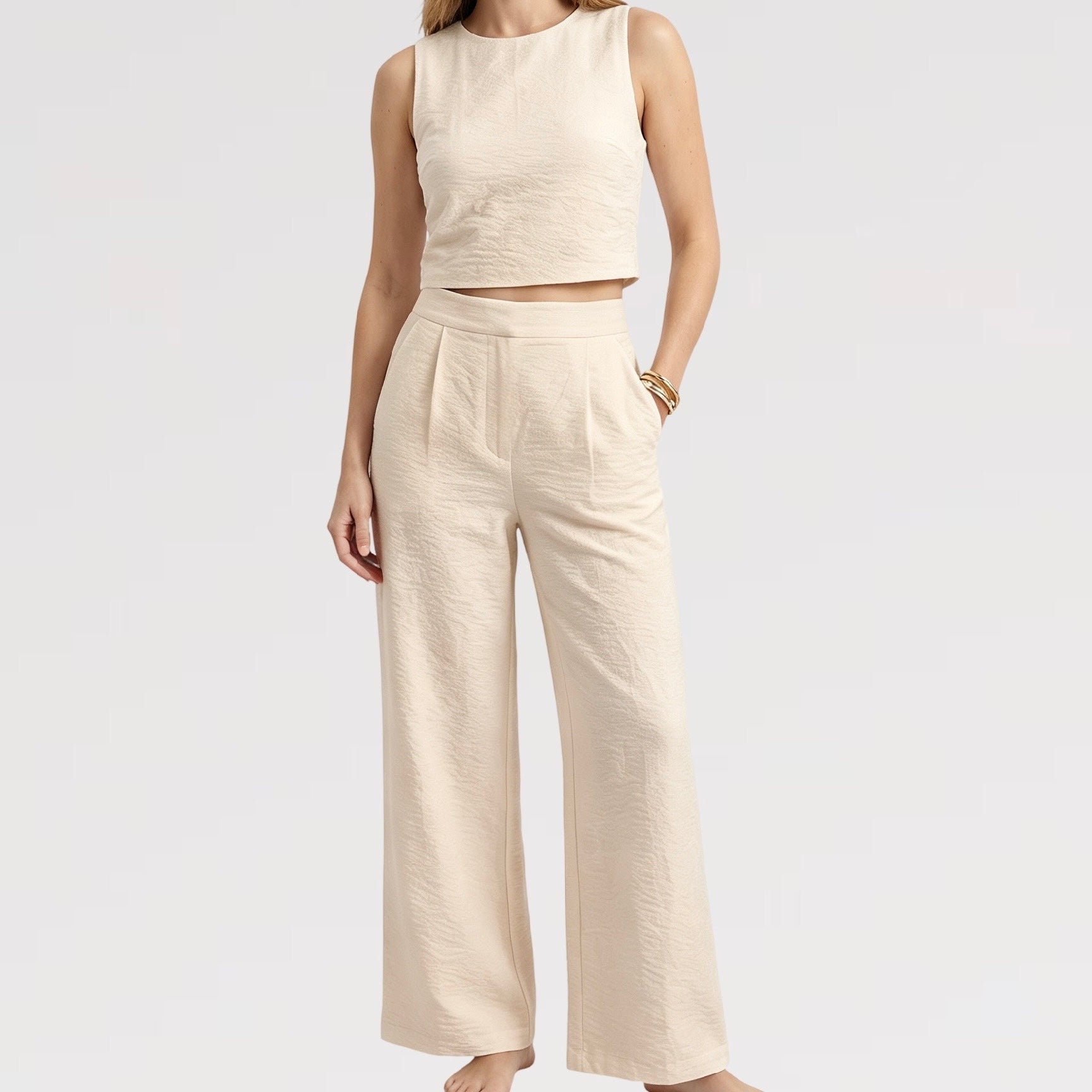 【Lady First】Completo Top e Pantalone in Viscosa – Coordinato set 2 pezzi - Made in Italy