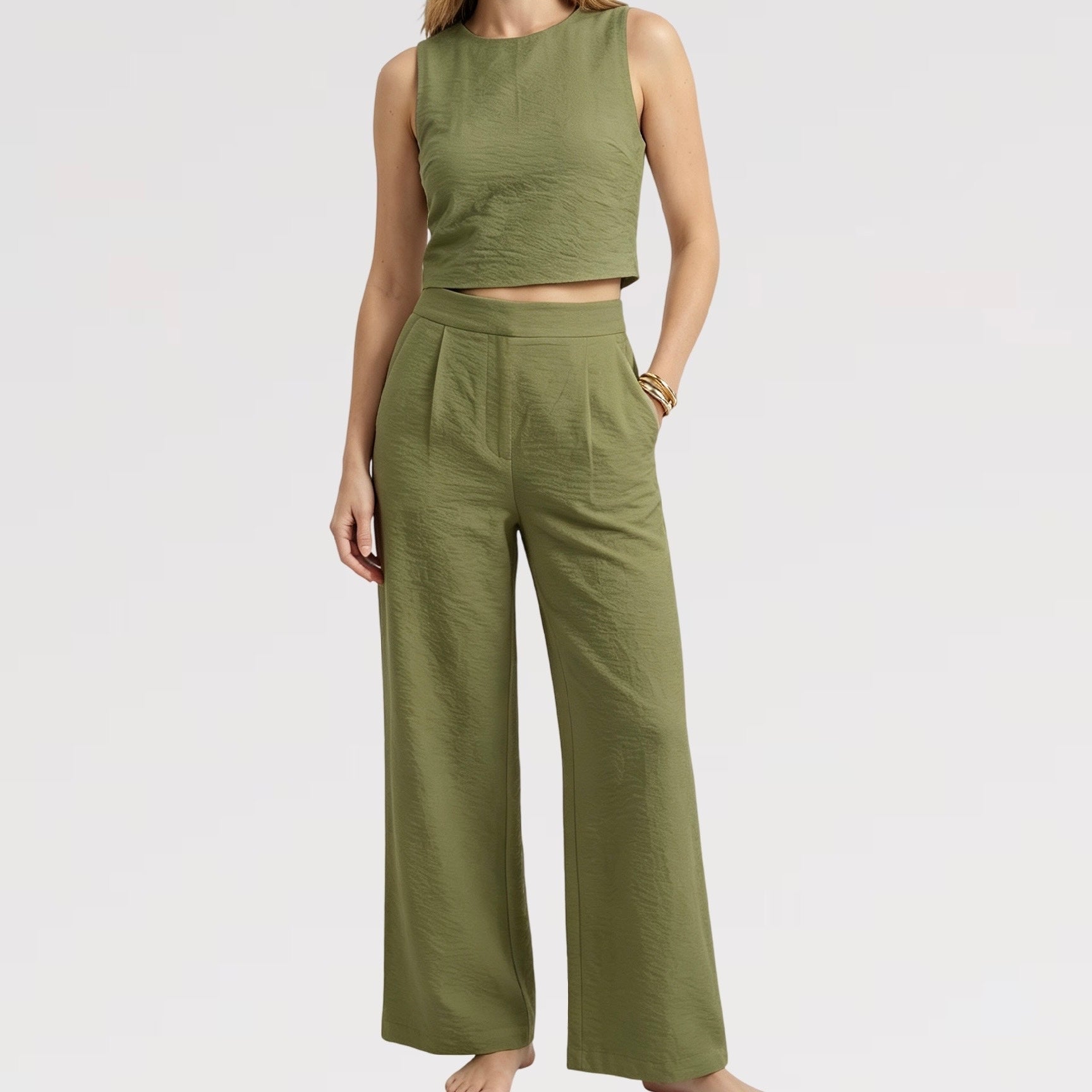 【Lady First】Completo Top e Pantalone in Viscosa – Coordinato set 2 pezzi - Made in Italy