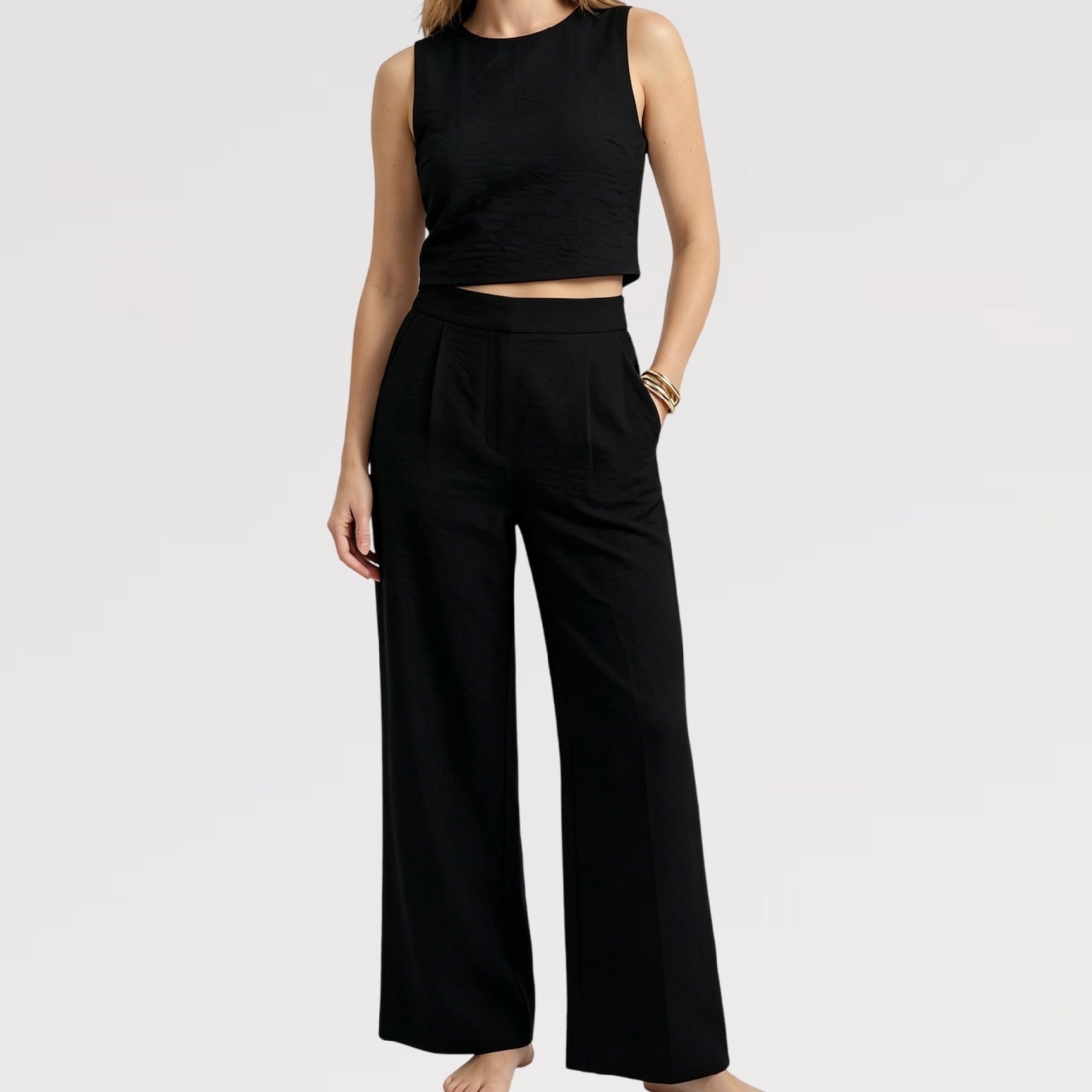 【Lady First】Completo Top e Pantalone in Viscosa – Coordinato set 2 pezzi - Made in Italy